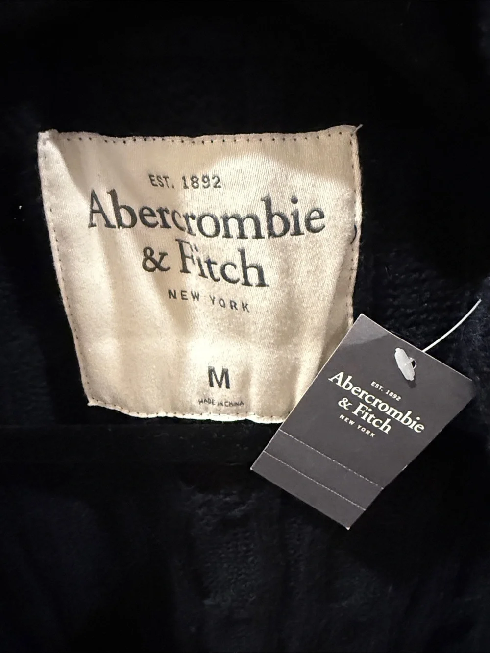 Vtg Y2K *NWT Abercrombie & Fitch Dark Navy Cable Knit Mens/Unisex Cardigan/Med